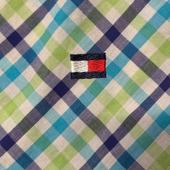 Tommy Hilfiger Kids Blue and Green Plaid Shirt - Picture 4 of 4